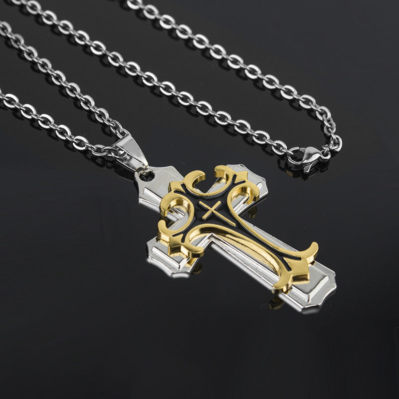 Wholesale Men's Cross Punk Style Keel Necklace